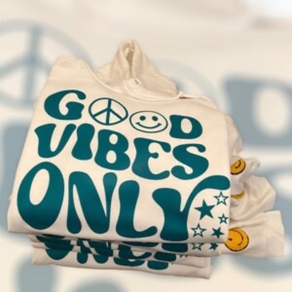 Good Vibes Only Hoodie,Smiley Face,Smiley Hoodie,chenille patch,trendy hoodie - Picture 5 of 5
